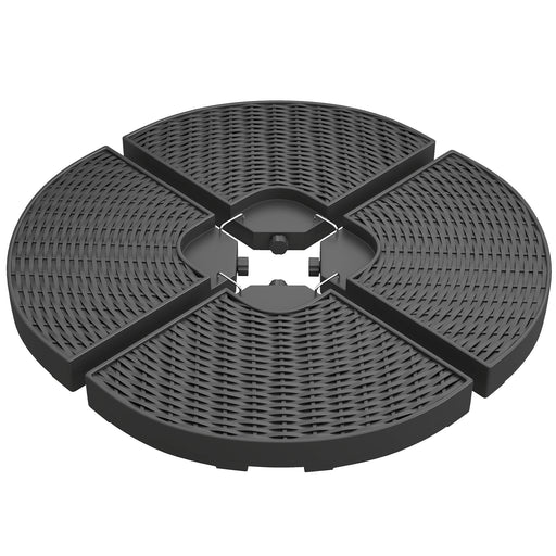 Outsunny - 4PCs Cantilever Umbrella Base Weights for Offset Banana Parasol, Wicker Effect HDPE Water or Sand Filled Patio Umbrella Weights with Built-in Handles, Black
