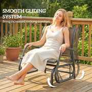 Outsunny - Patio Glider Outdoor Glider Chair with Breathable Mesh Seat & Backrest, Armrests and Metal Frame, Light Mixed Brown