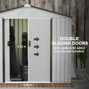 7'x 4'x 6' Garden Tool Shed Metal Storage Shed w/ Foundation Kit and Double Doors Silver