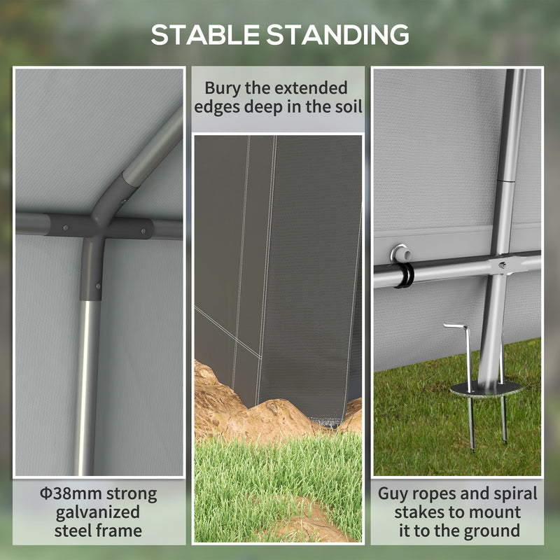 10' x 10' Outdoor Storage Shed Portable Garage with Roll-up Door for Motorcycle, Bike, Garden Tools, Dark Grey