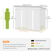 7'x 4' Metal Patio Storage Shed Garden Lockable Shed Tool Utility Storage Unit, Light Green