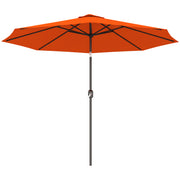 Outsunny - 10' x 8' Round Market Umbrella, Patio Umbrella with Crank Handle and Tilt, Outdoor Parasol for Garden, Orange