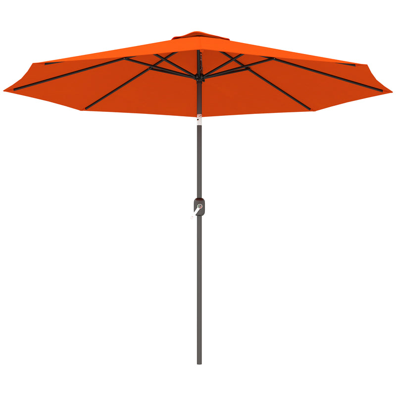 Outsunny - 10' x 8' Round Market Umbrella, Patio Umbrella with Crank Handle and Tilt, Outdoor Parasol for Garden, Orange