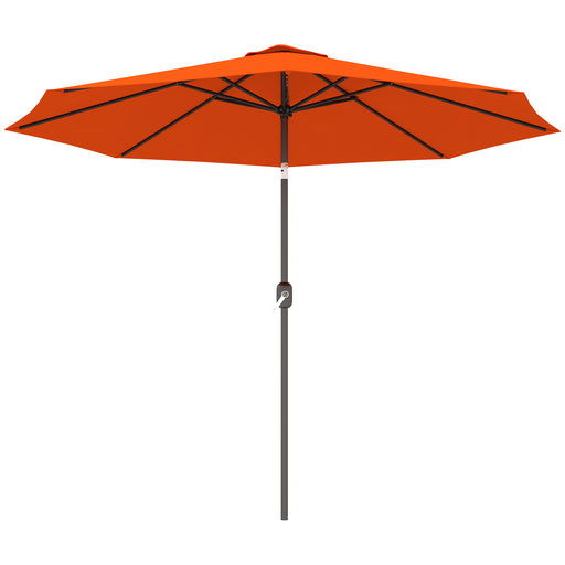 Outsunny - 10' x 8' Round Market Umbrella, Patio Umbrella with Crank Handle and Tilt, Outdoor Parasol for Garden, Orange