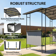 Outsunny - 8' x 5' Grill Gazebo Canopy, Outdoor BBQ Shelter with 2 Side Shelves, Dark Grey