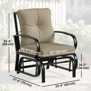 Outsunny - Patio Glider, Outdoor Glider Chair with Cushions, Steel Frame, Curved Armrests, Beige