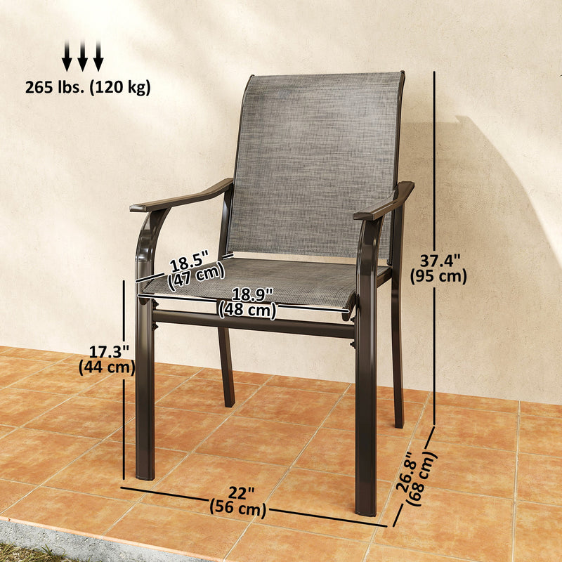 Outsunny - Patio Chairs Set of 2 with Armrest and High Backrest, for Backyard, Balcony, Porch, Poolside, Deck, Garden, Brown