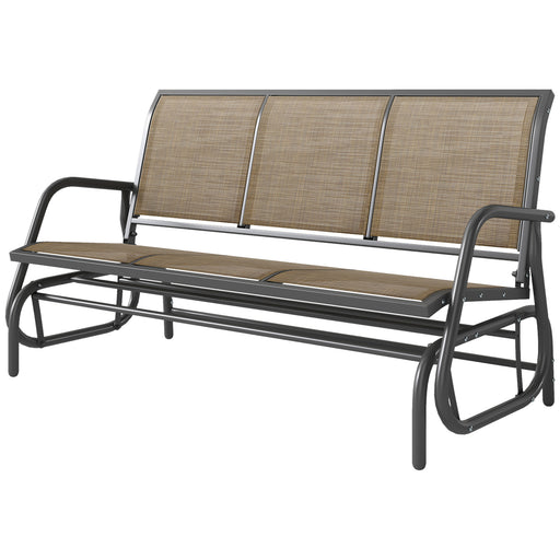 Outsunny - 3-Seat Outdoor Glider Chair, Patio Rocking Chair, Steel Frame, Sling Fabric Seat for Garden, Backyard, Lawn, Brown