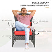 Outsunny - Patio Wicker Adirondack Chair, Outdoor Rattan Muskoka Chair with Cushions for Patio, Garden, Backyard, Red