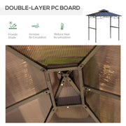 Outsunny - 8' x 5' Hardtop Grill Gazebo, Aluminium BBQ Canopy Gazebo, Outdoor Canopy with Side Shelves & Double Roof