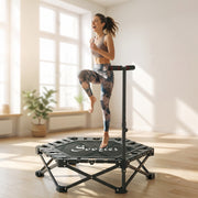Soozier 42" Foldable Mini Trampoline, One-Step Fold Rebounder Trampoline with Adjustable Foam Handle for Indoor Outdoor Workout