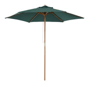Outsunny - 8FT Wood Market Umbrella Patio Umbrella Round Garden Parasol Canopy with Bamboo Ribs and Top Vent, Dark Green