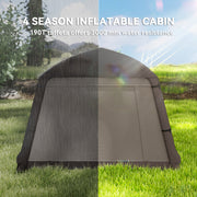 Outsunny - Inflatable Camping Tent, 1-2 Person Glamping Tent with Hand Pump, Blow Up Tent with Doors, Carry Bag, Khaki and Brown