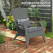 Outsunny - Wicker Adirondack Chair, PE Rattan Outdoor Fire Pit Chair Muskoka Chair with Cushions, Heather Grey