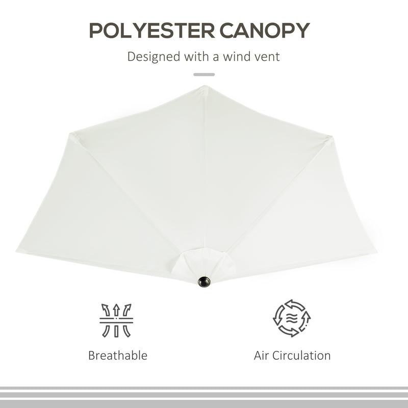 9ft Half Patio Umbrella Round Balcony Umbrella Waterproof Window Sun Shade w/ 5 Ribs Beige
