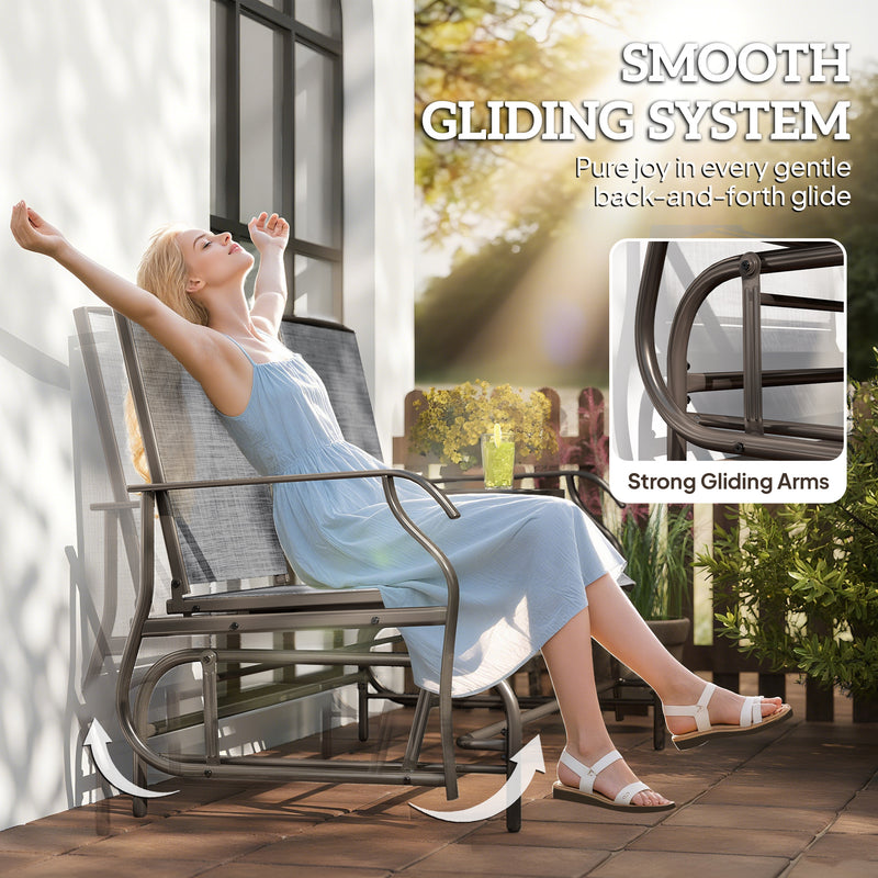 Outsunny - Patio Glider Rocking Chair 2 Person Outdoor Loveseat Rocker Garden Furniture Bench, Grey