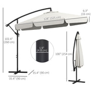 11 FT Cantilever Patio Umbrella Offset Parasol with Cross Base and 8 Ribs for Garden, Cream White