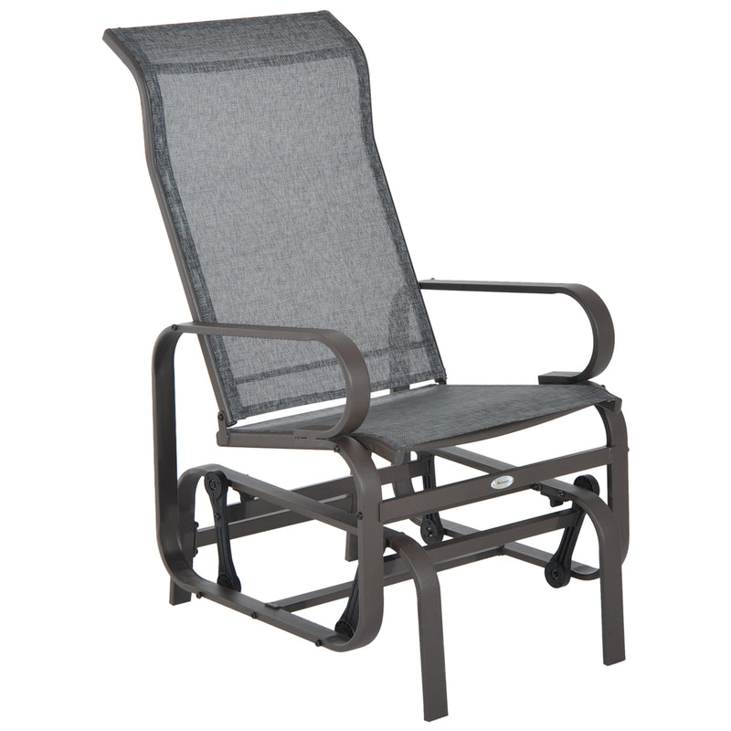 Outsunny - Patio Glider with Breathable Mesh Fabric, Outdoor Glider Chair, Garden Rocking Gliding Seat for Patio, Yard, Porch, Grey