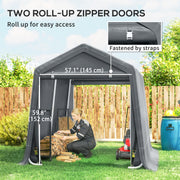 7.9' x 6.6' Garden Storage Tent, Patio Storage Shelter w/ Metal Frame and Double Zipper Doors, Dark Grey