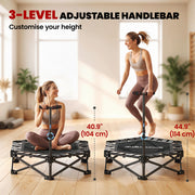 Soozier 42" Foldable Mini Trampoline, One-Step Fold Rebounder Trampoline with Adjustable Foam Handle for Indoor Outdoor Workout