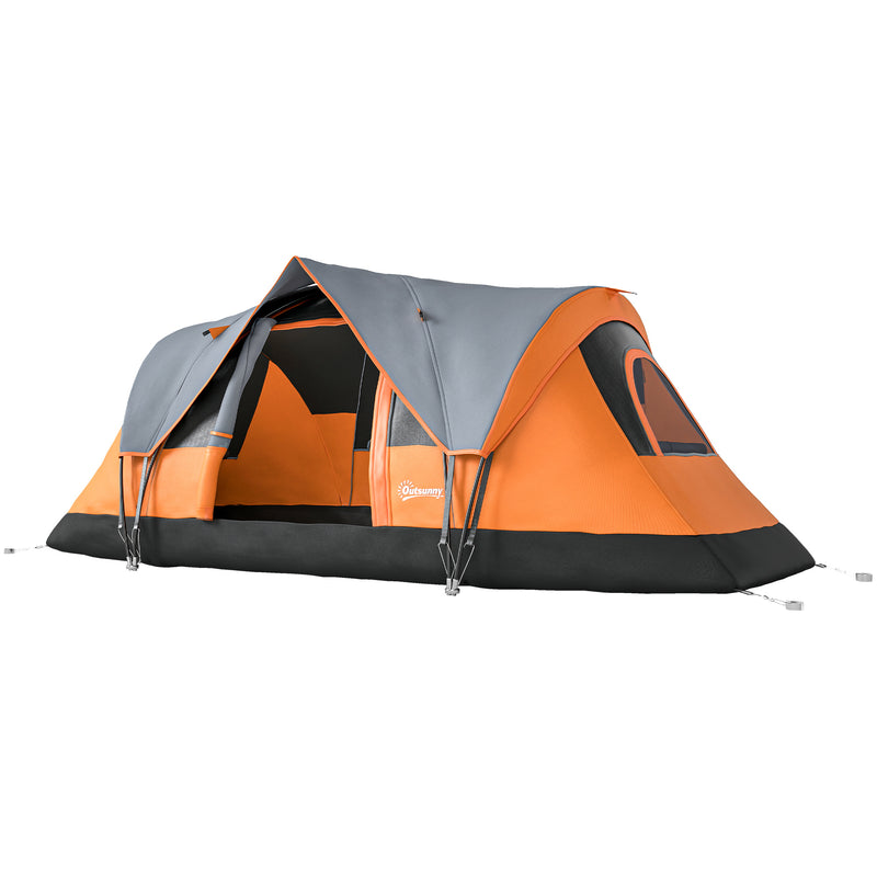 Outsunny - 5 Person Family Tent, Outdoor Camping Tent with Lighting Hook, Carrying Bag for Camping, Hiking and Travelling, Orange