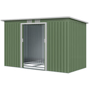 9' x 4' Garden Metal Storage Shed Outdoor Equipment Tool Box with Foundation Kit, Ventilation & Doors, Light Green