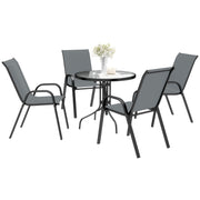 Outsunny - Five-Piece Steel Patio Set, with Glass-Top Table - Dark Grey