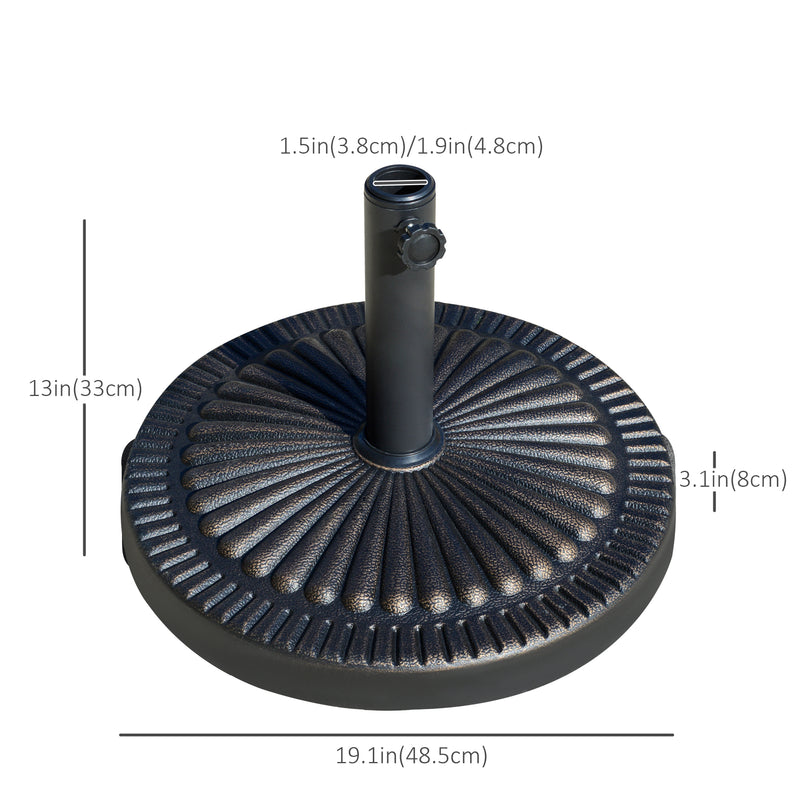 Outsunny - Round Umbrella Base Φ19.1", 31.5 lbs Resin Stand with Decorative Design for Poles 1.5"/1.9", Bronze — 84D-191