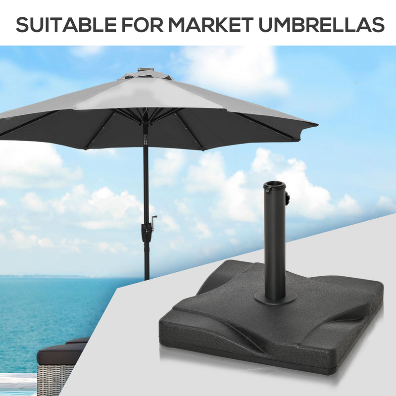 44lbs Square Cement Patio Umbrella Base Stand, Outdoor Garden Parasol Base Umbrella Weight Stand Holder Fits Φ1.3", Φ1.5" and Φ2.0" Pole - Black