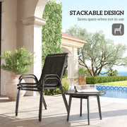 Outsunny - Set of 2 Outdoor Dining Chairs, Stackable Lawn Chairs with High Back, Breathable Mesh Seat for Garden Porch, Black