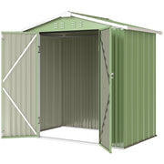 6.5' x 4' Outdoor Storage Shed, Metal Garden Shed with Lockable Double Doors, 4 Vents, Light Green
