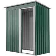 5 x 3 FT Outdoor Storage Shed with Sliding Door and Sloped Roof, Steel Frame Garden Shed Tool Equipment, Green