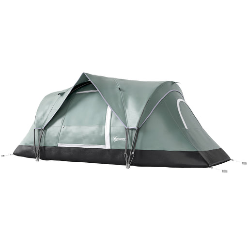 Outsunny - 5 Person Family Tent, Outdoor Camping Tent with Lighting Hook, Carrying Bag for Camping, Hiking and Travelling, Green