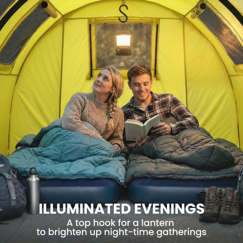 Outsunny - 3-4 Person Camping Tent with 2 Rooms, 3000mm Waterproof Portable Family Tent with Carry Bag, Yellow