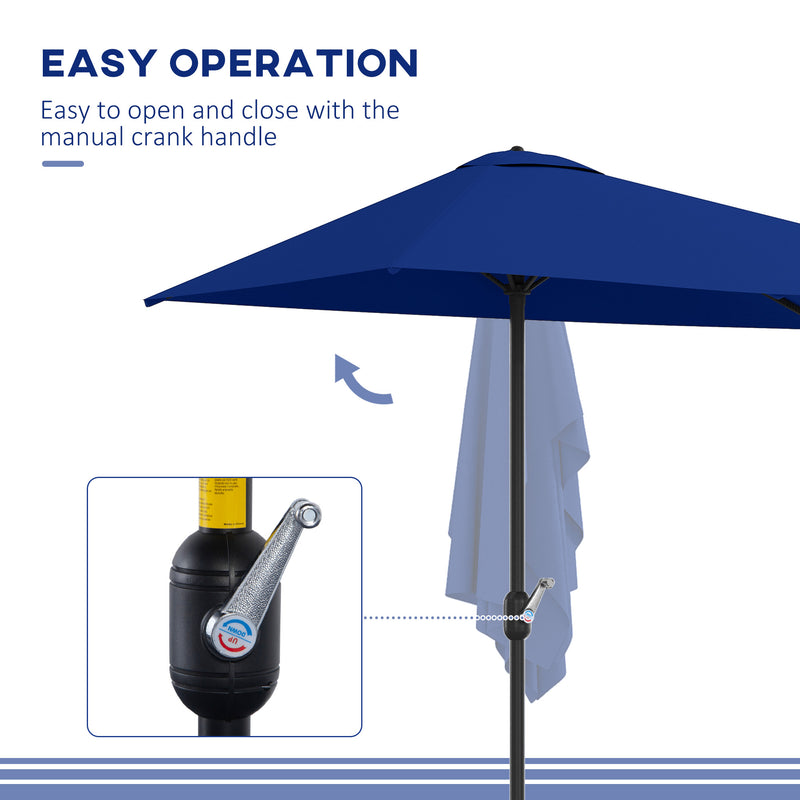 Outsunny - 8ft Half Round Umbrella Outdoor Balcony Parasol Patio Garden Outdoor Window Sun Shade w/ 5 Ribs, Dark Blue — 84D-074V00DB