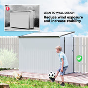 4' x 8' Outdoor Storage Shed Lean to Shed Outdoor Metal Tool Shed with Lockable Door and Air Vents, White