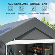 10' x 10' Outdoor Storage Shed Portable Garage with Roll-up Door for Motorcycle, Bike, Garden Tools, Dark Grey