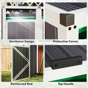 Double Garbage Bin Shed, Lockable Outdoor Storage Shed with Openable Lid, Galvanized Frame for Garden Patio, Dark Grey