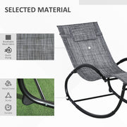 Outsunny - Outdoor Rocking Chair, Patio Zero Gravity Rocker with Mesh Seat and Padded Pillow for Indoor, Garden, Grey
