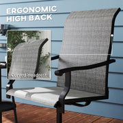 Outsunny - Outdoor Swivel Dining Chairs Set of 2, High Back Swivel Chairs with All Weather Mesh for Deck, Backyard, Poolside, Grey