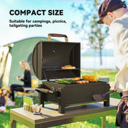 Outsunny - Tabletop Charcoal Smoker, Portable BBQ with Ash Catcher and Thermometer for Backyard, Camping, Picnic, Black