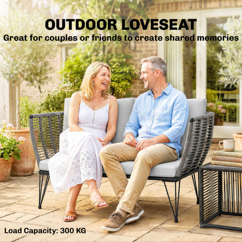 Outsunny - Outdoor Couch Patio Sofa with Cushions, 2 Seater Patio Furniture Loveseat with Galvanized Steel Frame, Light Grey