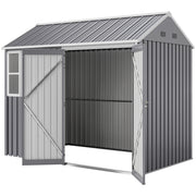 8.5' x 5.5' Metal Garden Storage Shed, Outdoor Tool Storage House with Lockable Door, Vents, Sloped Roof, Light Grey