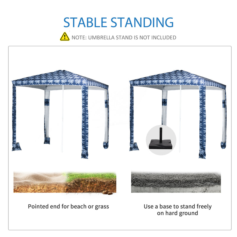 Outsunny - Beach Umbrella, 6.5' Easy-Assembly Sun-Shade Shelter with Sandbags and Carry Bag, Cool UV50+, Dark Blue — 84D-220V00DB