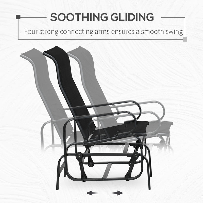 Outsunny - Patio Glider with Breathable Mesh Fabric, Outdoor Glider Chair, Garden Rocking Gliding Seat for Patio, Yard, Porch, Black