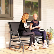 Outsunny - Patio Double Glider Bench Swing Chair Rocker Heavy-Duty Loveseat Outdoor Garden Rocking Bench Steel Frame Sling Fabric Seat Black