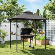 Outsunny - 8' x 5' BBQ Grill Gazebo Tent with Double Tiered Canopy for Outdoor Sun Shade, Dark Grey