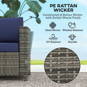 Outsunny - Wicker Outdoor Sofa, All Weather Patio Couch Loveseat with Cushions for Balcony, Deck, Garden, Poolside, Dark Blue