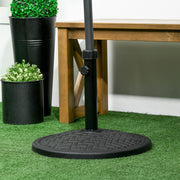 31lbs Concrete Round Patio Umbrella Base Holder, Outdoor Market Umbrella Stand Weight for Lawn, Deck, Backyard, Garden, Black