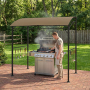 Outsunny - 7' x 5' Garden Grill Canopy, BBQ Grill Gazebo Tent with Steel Frame and Hooks, Outdoor Sun Shade, Dark Coffee